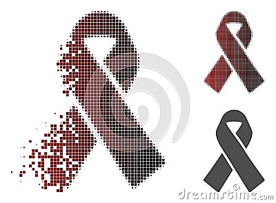 Dissolving Dotted Halftone Mourning Ribbon Icon Vector Illustration