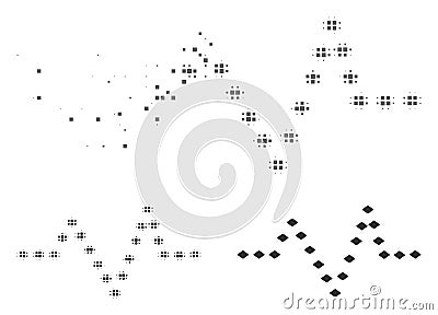 Dissolving Dotted Halftone Dotted Pulse Icon Vector Illustration