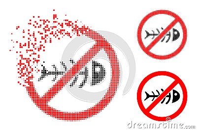 Shredded Dotted Stop Toxic Waste Glyph with Halftone Version Vector Illustration