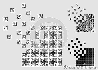 Dissolving Pixel Mosaic Vector Mesh 2D Model and Triangle Mosaic Icon Vector Illustration