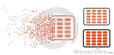 Dissolving Pixelated Halftone Blister Icon Vector Illustration