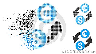 Dissolving Pixelated Halftone Dollar Cent Exchange Icon Vector Illustration