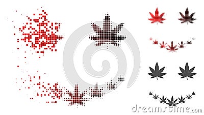 Dissolving Pixelated Halftone Marihuana Smile Icon Vector Illustration