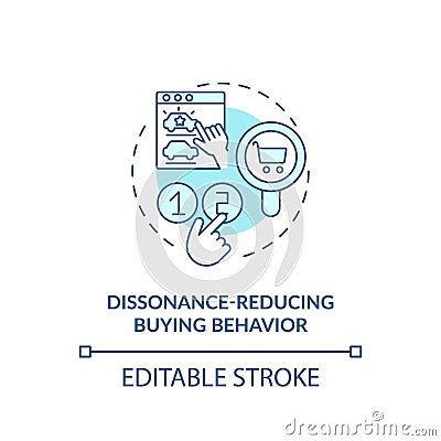 Dissonance-reducing buying behavior concept icon Vector Illustration
