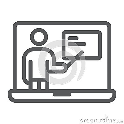 Distance Education line icon, e learning Vector Illustration