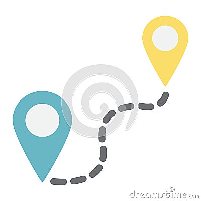 Distance flat icon, navigation route, map pointer Vector Illustration