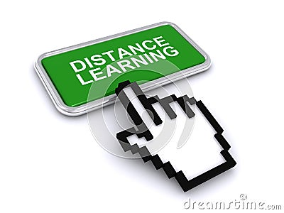 Distance learning button Stock Photo