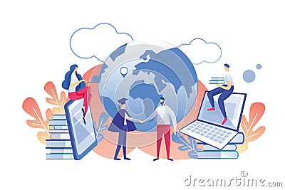 Distance Learning Profession with Diploma Flat. Vector Illustration