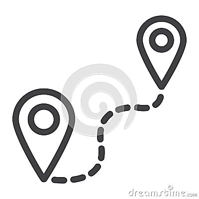 Distance line icon, navigation route, map pointer Vector Illustration