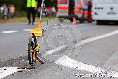 Distance measuring wheels Stock Photo