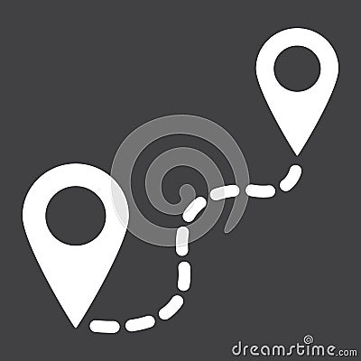 Distance solid icon, navigation route, map pointer Vector Illustration