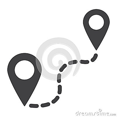 Distance solid icon, navigation route, map pointer Vector Illustration