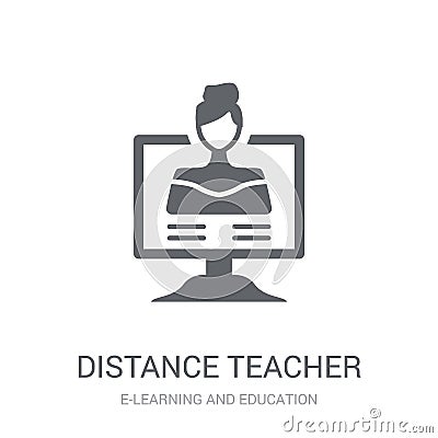 distance teacher icon. Trendy distance teacher logo concept on w Vector Illustration