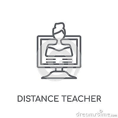 distance teacher linear icon. Modern outline distance teacher lo Vector Illustration