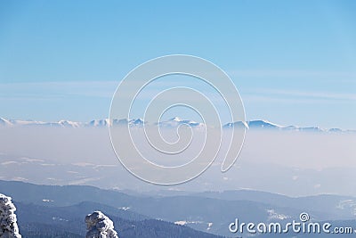 In the distance there are Tatra mountains, view from Lysa hora Stock Photo