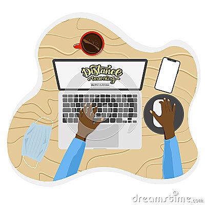 Distance work and education Vector Illustration