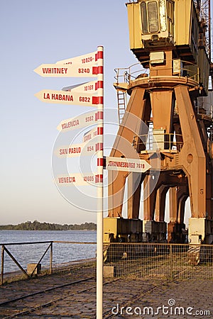 Distances to Porto Alegre Harbour Stock Photo