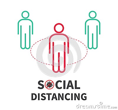 Social distancing. Keep the 2 meter distance. Coronovirus epidemic protective. Vector Vector Illustration