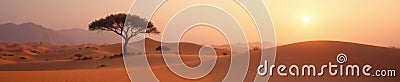 Distant acacia trees, bokeh effect, tranquil desert scene, cool color grading , smooth, focus Stock Photo