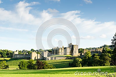 Distant Alnwick Castle Stock Photo