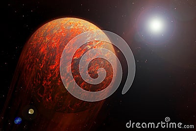 Distant exoplanet, in dark space. Elements of this image furnished by NASA Stock Photo