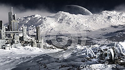 Distant Ice Planet Environment Stock Photo