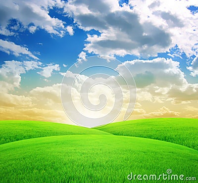 Distant Landscape Sunset Stock Photo