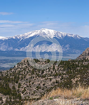 Distant Majestic Layered Mountain Stock Photo