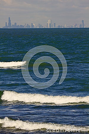 Distant view of downtown Chicago Stock Photo