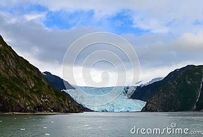 Distant view of a Holgate glacier in Kenai fjords National Park, Seward, Alaska, United States, North America Stock Photo