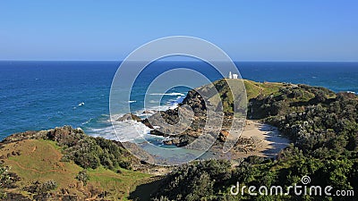 Distant view of the Tacking Point Lighthouse Stock Photo