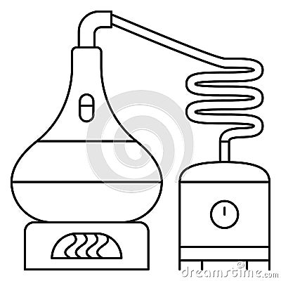 Distillation icon. Beverage production process line symbol Vector Illustration