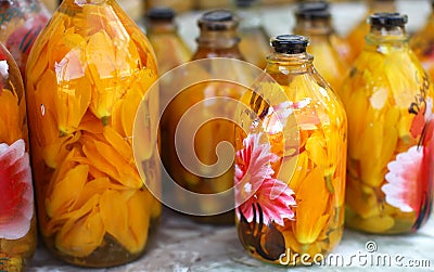 Distilled alcoholic spirit or beverage schnapps, h Stock Photo