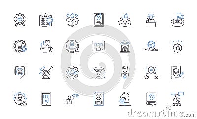 Distinctions line icons collection. Uniqueness, Differentiation, Separation, Contrast, Diversity, Specialty, Excellence Vector Illustration
