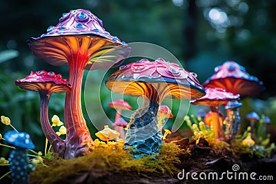 Distinctive Decorative mushrooms. Generate Ai Stock Photo