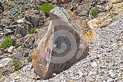 Distinctive Igneous Rock on Side of a Volcano Stock Photo