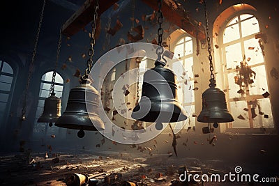 Distinctive Set school bells. Generate Ai Stock Photo