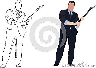Distinguished person executive manager with ax in hand Vector Illustration