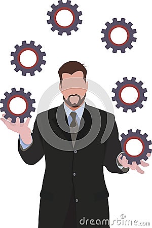 Distinguished person manager directs mechanical industry- Vector Illustration