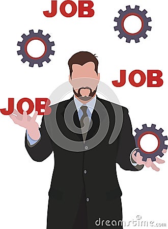 Distinguished person manager directs and moves work- Vector Illustration