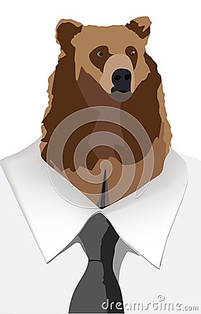 distinguished person with shirt and tie bear character- Vector Illustration