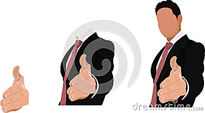 Distinguished person in suit reaches for the greeting Vector Illustration