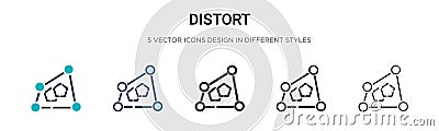 Distort icon in filled, thin line, outline and stroke style. Vector illustration of two colored and black distort vector icons Vector Illustration