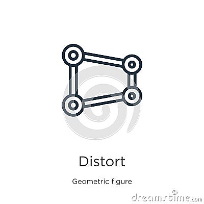 Distort icon. Thin linear distort outline icon isolated on white background from geometric figure collection. Line vector distort Vector Illustration