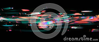 Distorted broken glass texture with glitch effects on a black background creating a dynamic visual Stock Photo