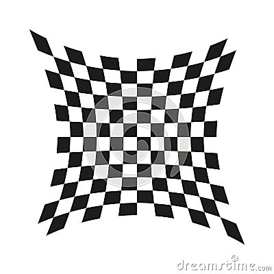 Distorted checkerboard pattern. Warped square grid. Wavy chessboard shape. Vector graphic. Vector Illustration