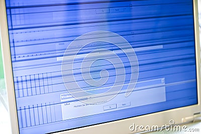 Distorted Computer Screen with Graphical Errors Stock Photo