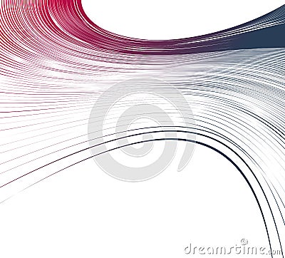 Distorted and deformed lines vector abstract background, curvature of space, 3D linear flow curve shape. Vector Illustration