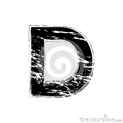 Distorted letter D vector. Grunge D letter of the alphabet. Trendy style distorted glitch typeface alphabet. Letters drawn Vector Illustration