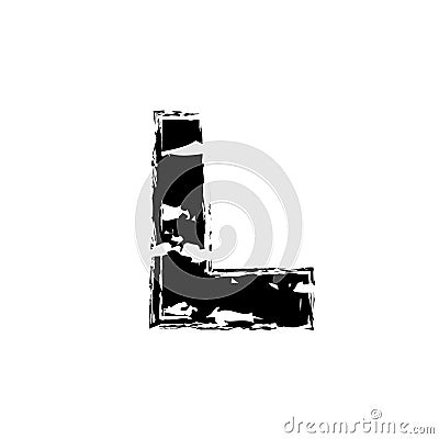 Distorted letter L vector. Grunge L letter of the alphabet. Trendy style distorted glitch typeface alphabet. Letters drawn Vector Illustration